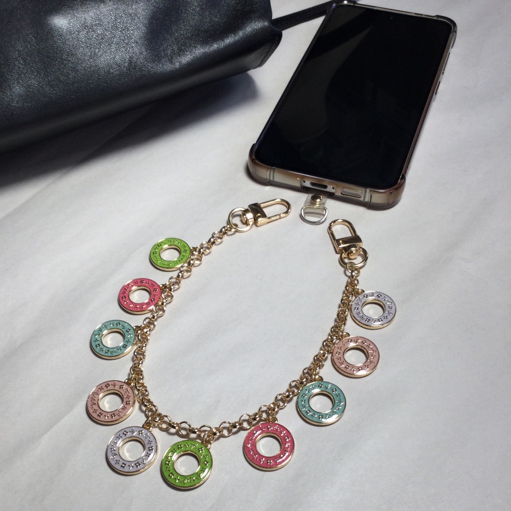 Phone / Bag Charm Gold Chain - Pastel Multi